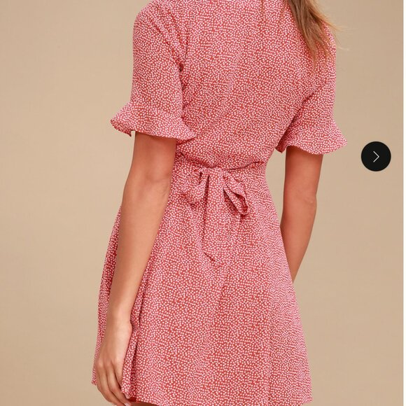 Lulus - Castana Rust Red Print Button-Up Dress - Size S - Picture 2 of 8